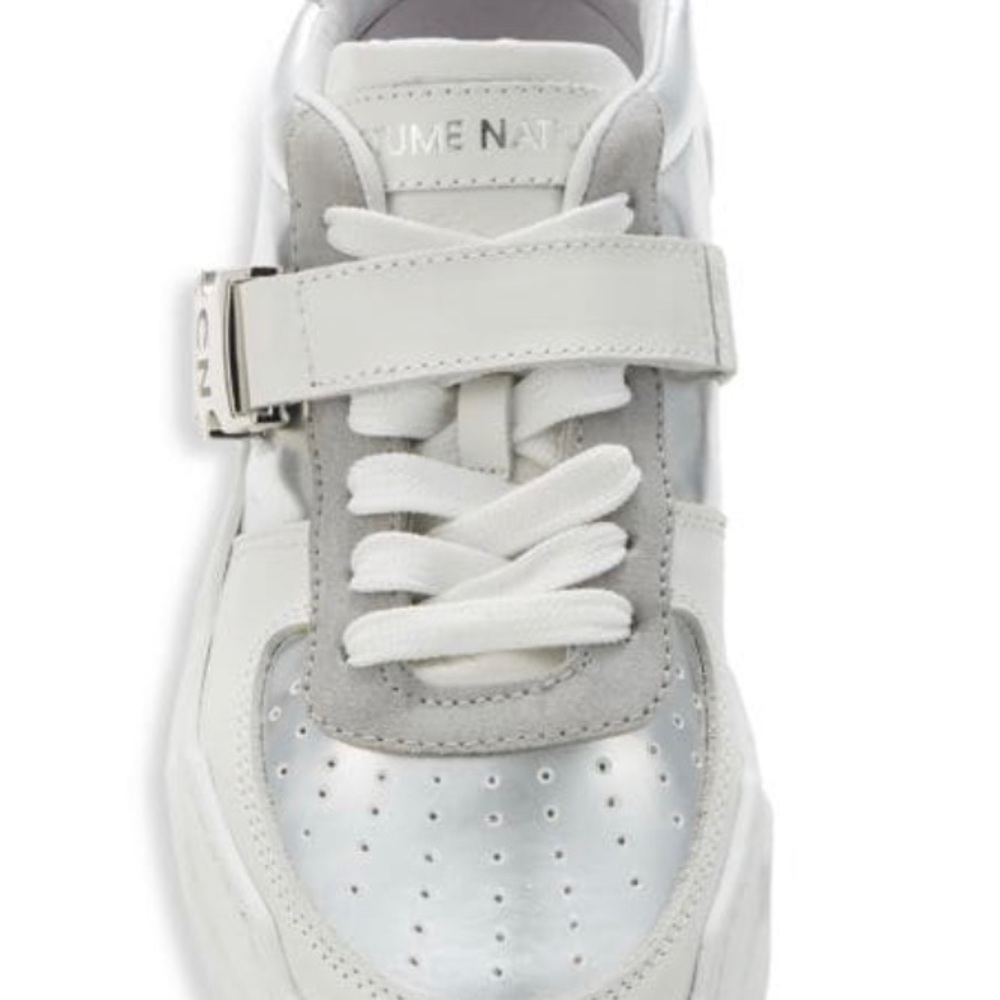 COSTUME NATIONAL Metallic Leather Sneakers. Size 38 B . New - Picture 9 of 11